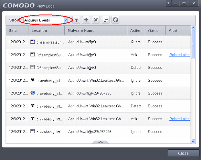 Antivirus Logs, Virus Protection Software, Antivirus Events Log